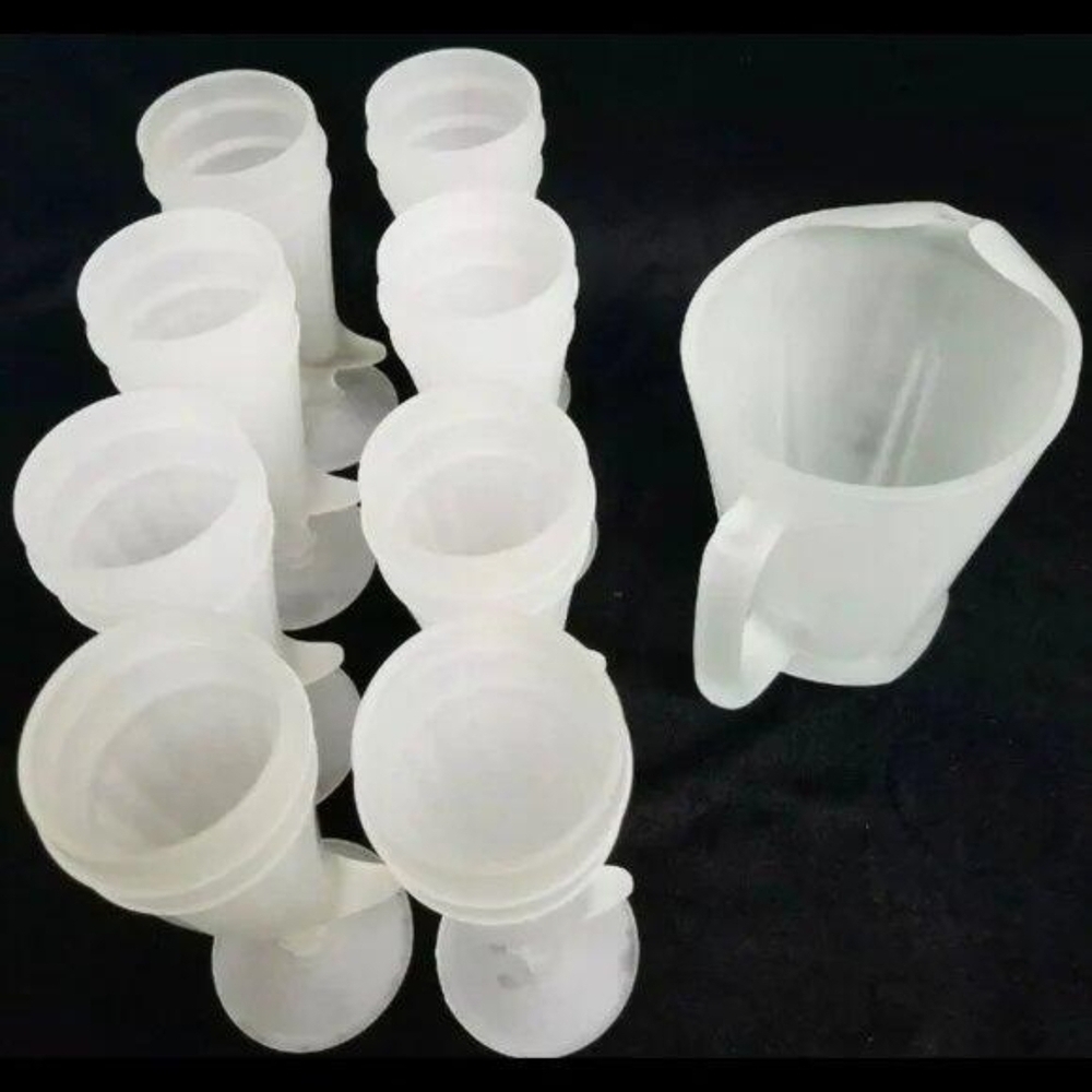 Frosted Tiara White Glass Pitcher and Tumbler Set